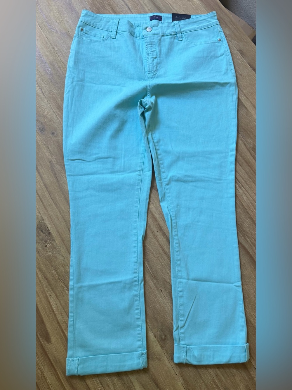 NYDJ Boyfriend Jeans in Bright Aqua Teal